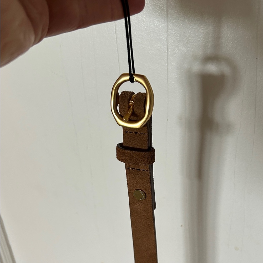 Rag & Bone Brown Leather Belt with Gold Buckle